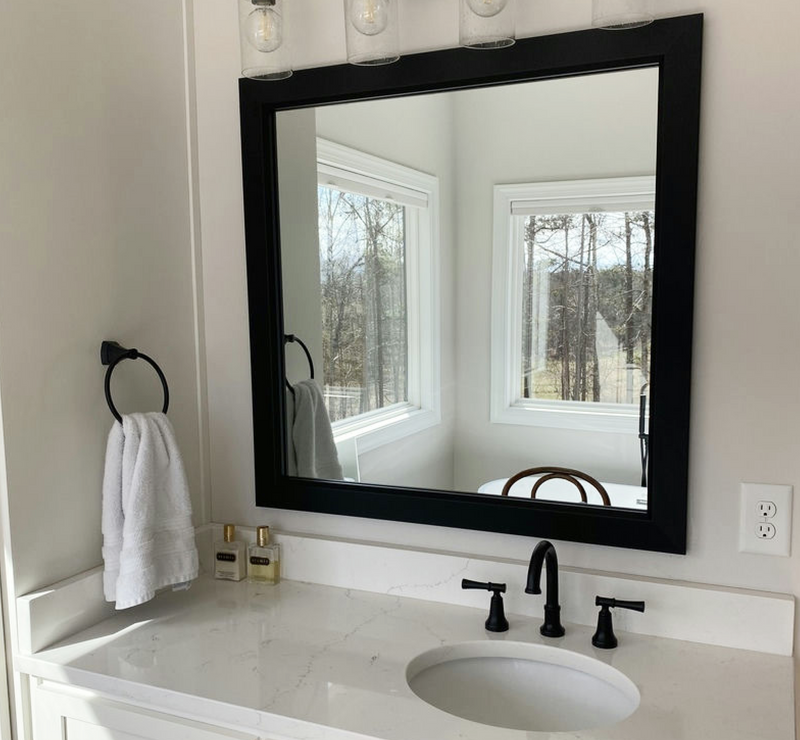 Matte Black Mirror Frames | Matte Black Bathroom Mirror Trim