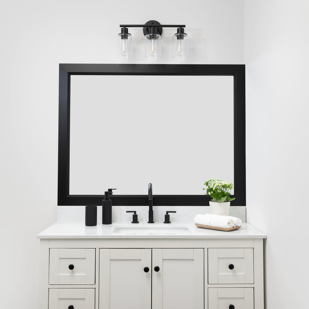 Matte Black Mirror Frames | Matte Black Bathroom Mirror Trim – MirrorMate