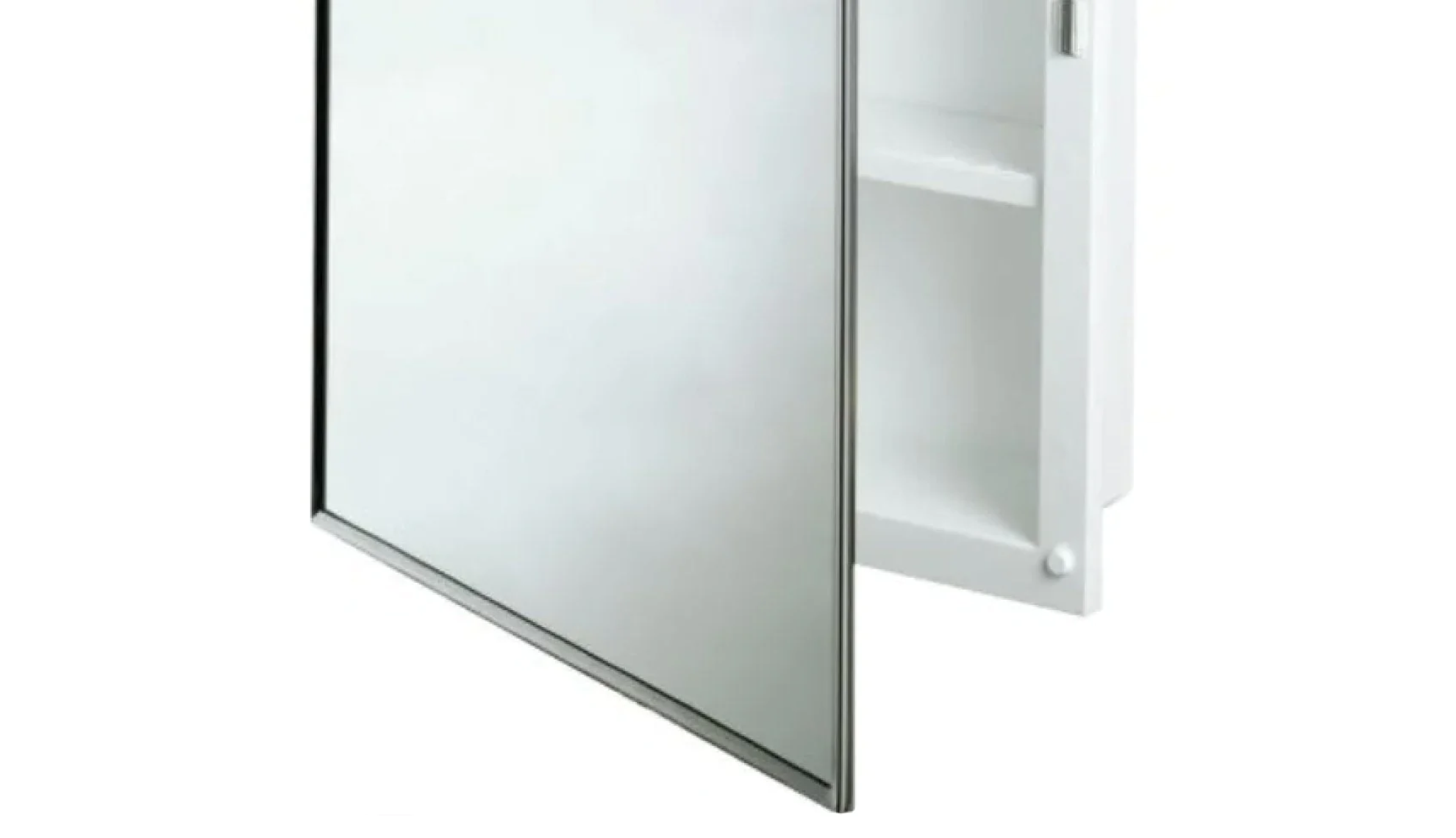 Fundin Plastic Medicine Cabinet, Beveled Edge Mirror Door with Round Corner  Metal Frame, Recessed and Surface