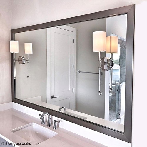Brushed Chrome Bathroom Wall Framed Mirror