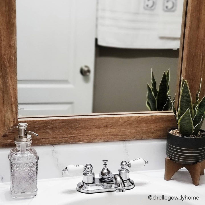 @chellegowdyhome Cherokee Barnwood Mirror Frame in Bathroom