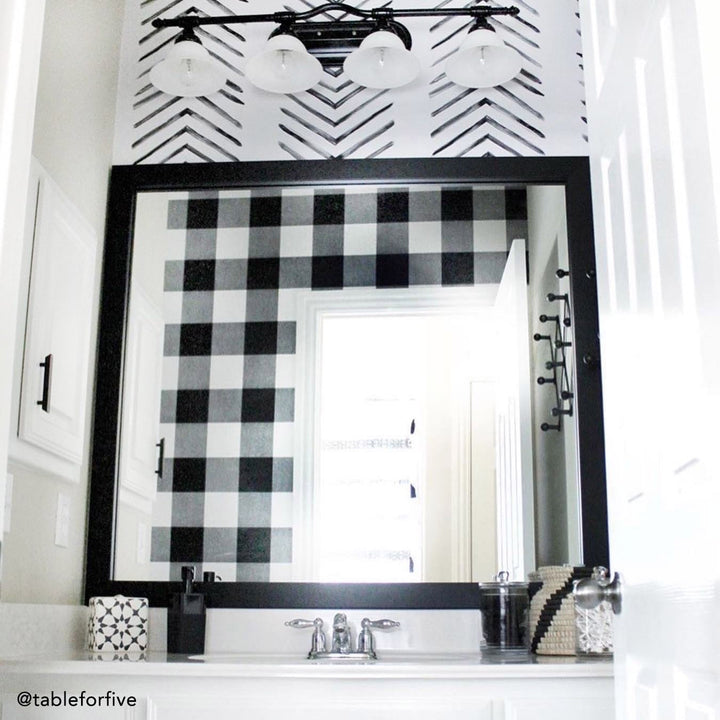Highline Slim Midnight Black Frame in Black and White Contemporary Bathroom